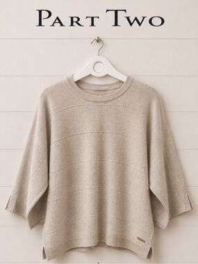 PART TWO • Beige Wool Knit Sweater with ¾ Sleeves • Size S